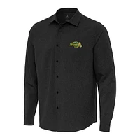 Men's Antigua Black NDSU Bison Exposure Woven Long Sleeve Full-Button Shirt