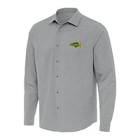 Men's Antigua Gray NDSU Bison Exposure Woven Long Sleeve Full-Button Shirt