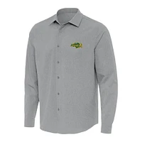 Men's Antigua Gray NDSU Bison Exposure Woven Long Sleeve Full-Button Shirt