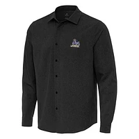 Men's Antigua Black James Madison Dukes Exposure Woven Long Sleeve Full-Button Shirt