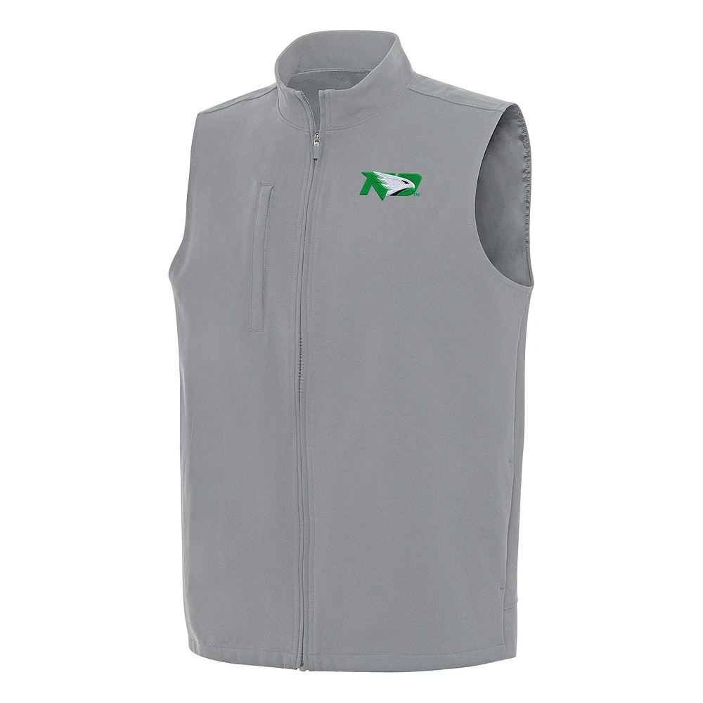 Men's Antigua Gray North Dakota Regard Full-Zip Vest