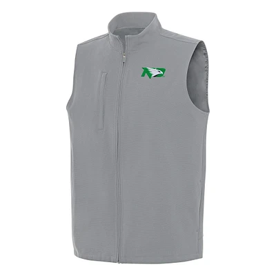 Men's Antigua Gray North Dakota Regard Full-Zip Vest