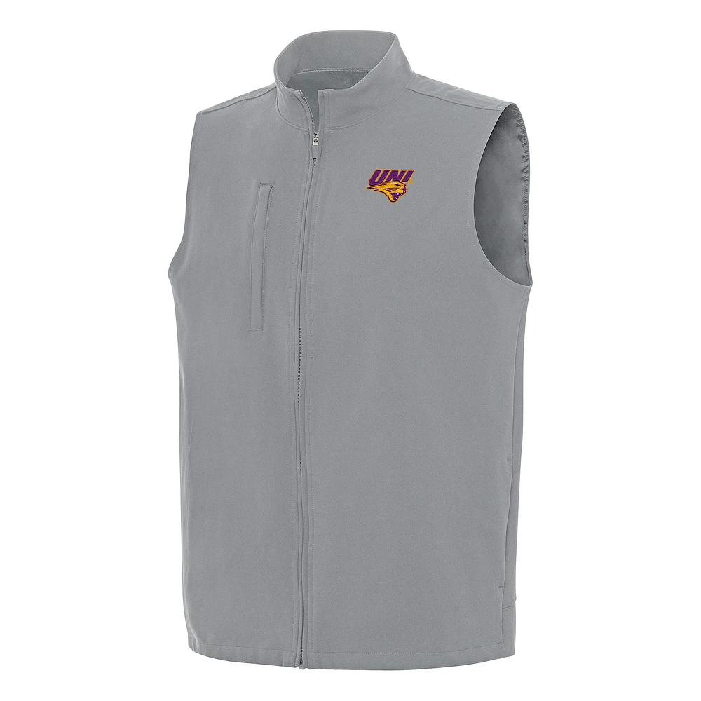 Men's Antigua Gray Northern Iowa Panthers Regard Full-Zip Vest