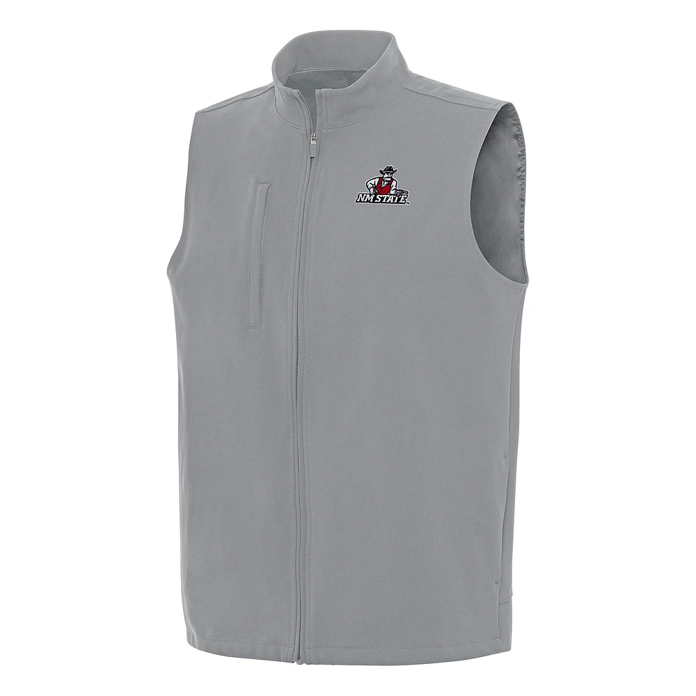Men's Antigua Gray New Mexico State Aggies Regard Full-Zip Vest