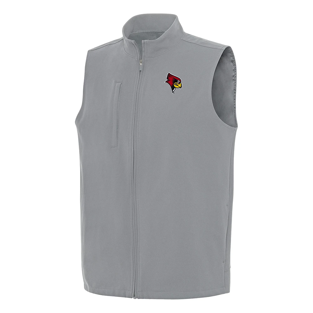 Men's Antigua Gray Illinois State Redbirds Regard Full-Zip Vest