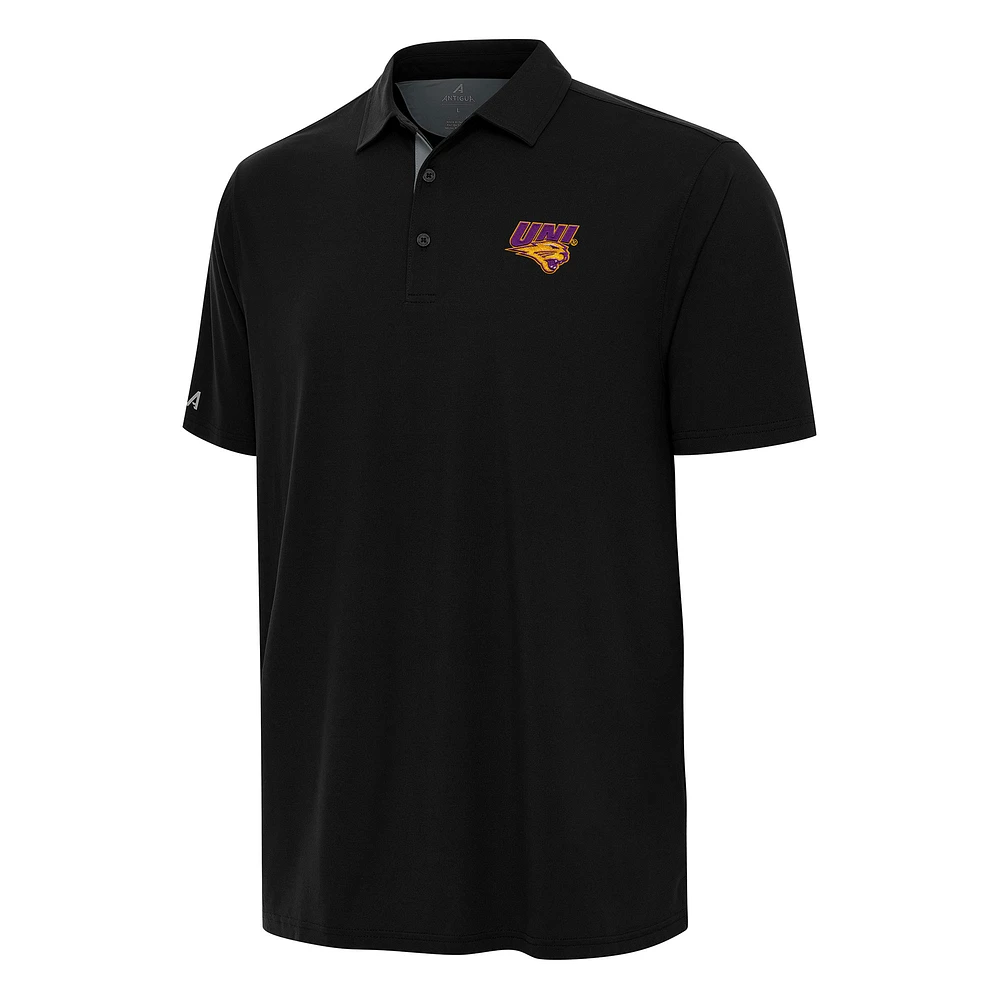 Men's Antigua Black/Gray Northern Iowa Panthers Era Polo