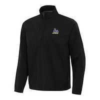Men's Antigua Black James Madison Dukes Brisk Quarter-Zip Windbreaker