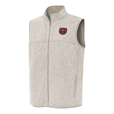 Men's Antigua Heather Oatmeal Missouri State University Bears Fortune Full-Zip Vest