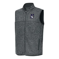 Men's Antigua Heather Charcoal Northwestern Wildcats Fortune Full-Zip Vest