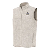 Men's Antigua Heather Oatmeal James Madison Dukes Fortune Full-Zip Vest