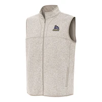 Men's Antigua Heather Oatmeal James Madison Dukes Fortune Full-Zip Vest