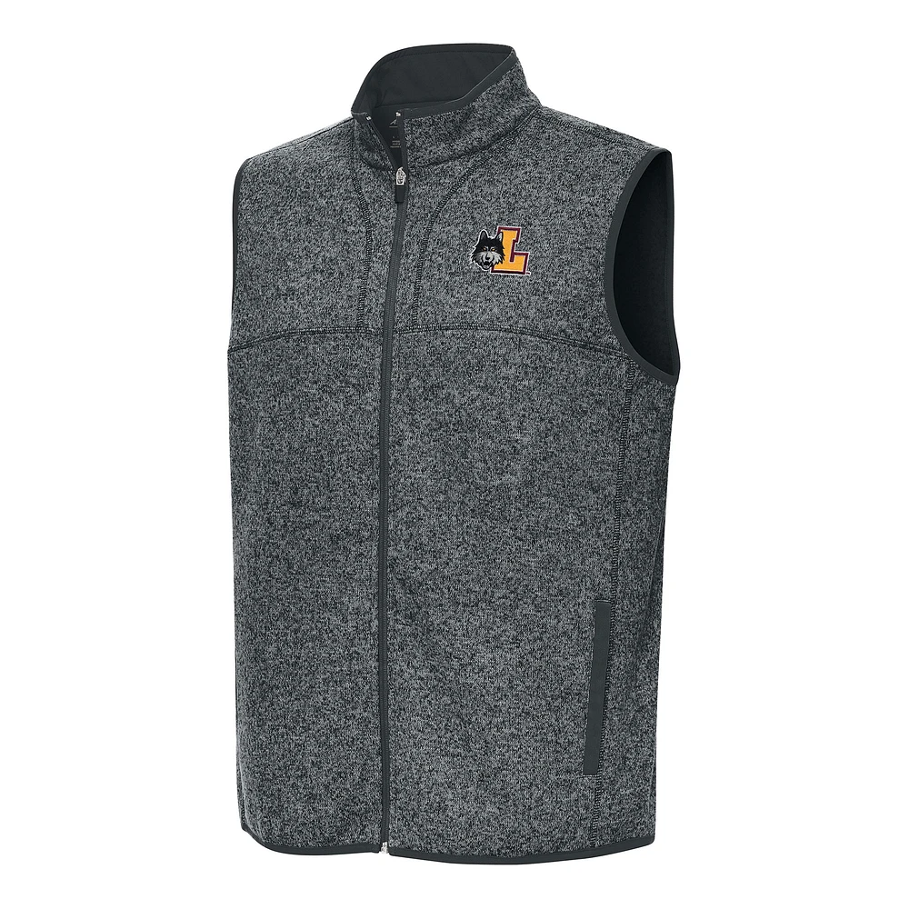 Men's Antigua Heather Charcoal Loyola Chicago Ramblers Fortune Full-Zip Vest