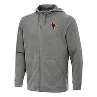 Men's Antigua Heather Charcoal Illinois State Redbirds Effortless Full-Zip Hoodie Jacket