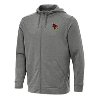 Men's Antigua Heather Charcoal Illinois State Redbirds Effortless Full-Zip Hoodie Jacket