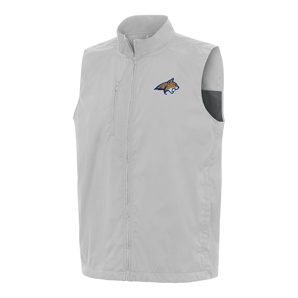 Men's Antigua Heather Gray Montana State Bobcats Brisk Full-Zip Vest