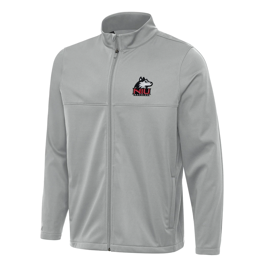 Men's Antigua Gray Northern Illinois Huskies Links 2 Full-Zip Golf Jacket