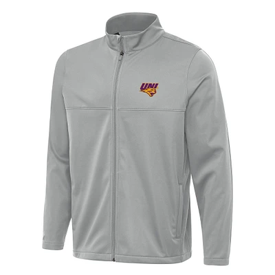 Men's Antigua Gray Northern Iowa Panthers Links 2 Full-Zip Golf Jacket