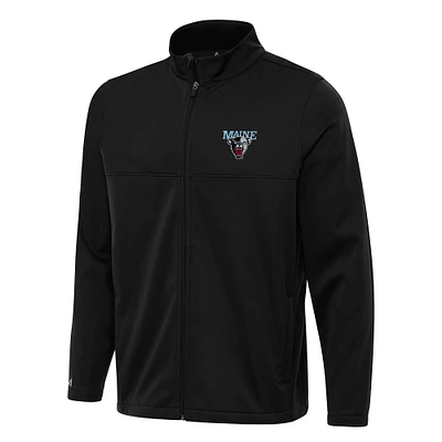 Men's Antigua Black Maine Bears Links 2 Full-Zip Golf Jacket