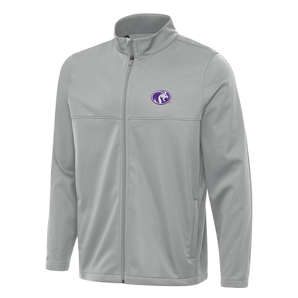 Men's Antigua Gray North Alabama Lions Links 2 Full-Zip Golf Jacket