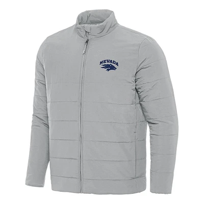Men's Antigua Gray Nevada Wolf Pack Swelter Full-Zip Puffer Jacket
