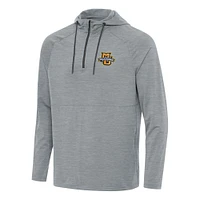Men's Antigua Heather Gray Marquette Golden Eagles Spikes Raglan Quarter-Zip Hoodie