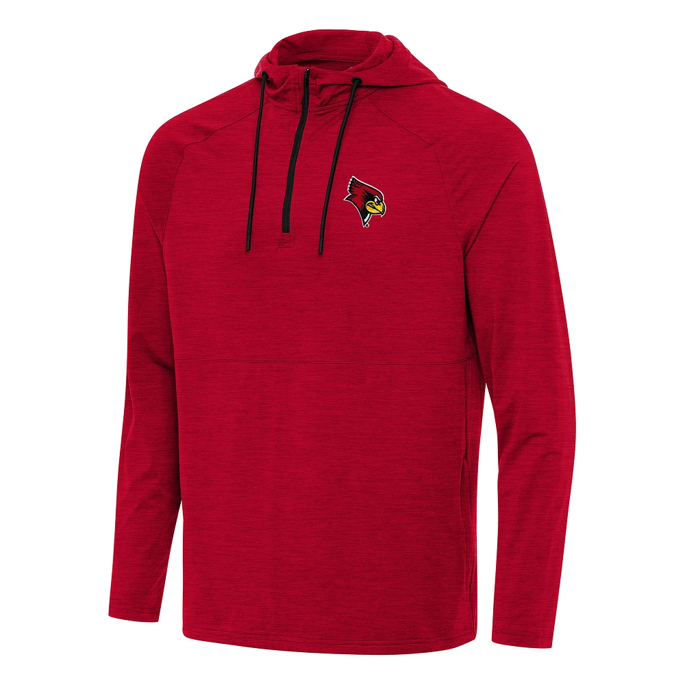Men's Antigua Heather Illinois State Redbirds Spikes Raglan Quarter-Zip Hoodie