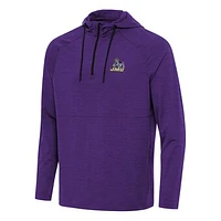 Men's Antigua Heather Purple James Madison Dukes Spikes Raglan Quarter-Zip Hoodie