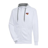 Men's Antigua White Northern Iowa Panthers Big & Tall Victory Full-Zip Hoodie Jacket