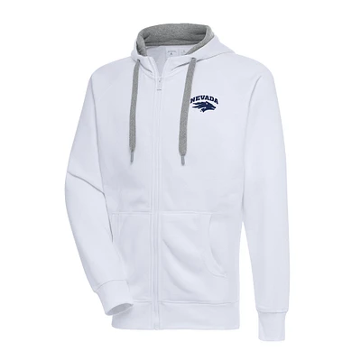 Men's Antigua White Nevada Wolf Pack Big & Tall Victory Full-Zip Hoodie Jacket