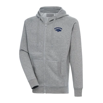 Men's Antigua Heather Gray Nevada Wolf Pack Big & Tall Victory Full-Zip Hoodie Jacket