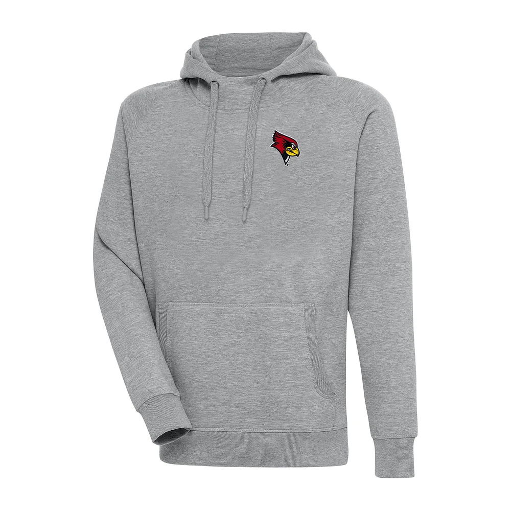 Men's Antigua Heather Gray Illinois State Redbirds Big & Tall Victory Raglan Pullover Hoodie