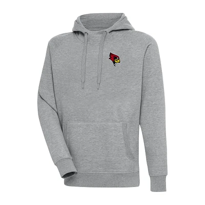 Men's Antigua Heather Gray Illinois State Redbirds Big & Tall Victory Raglan Pullover Hoodie