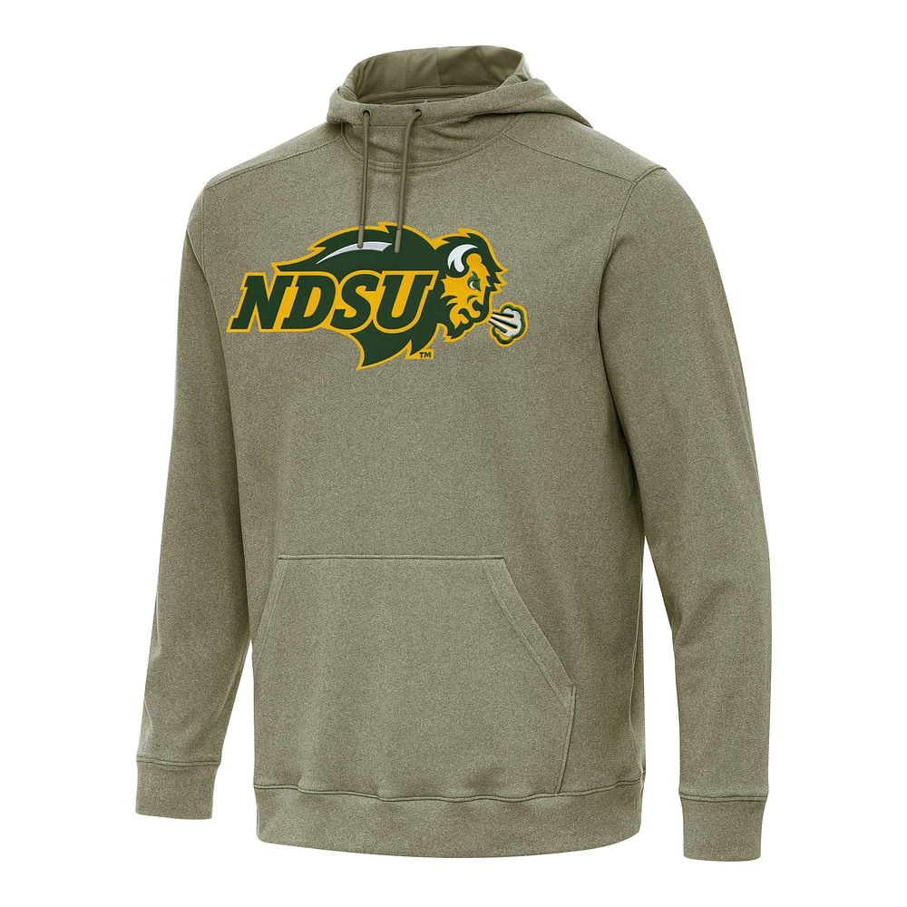 Men's Antigua Heather Olive NDSU Bison Cloud Pullover Hoodie