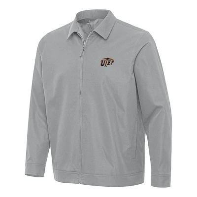Men's Antigua  Gray UTEP Miners Pivot Full-Zip Jacket
