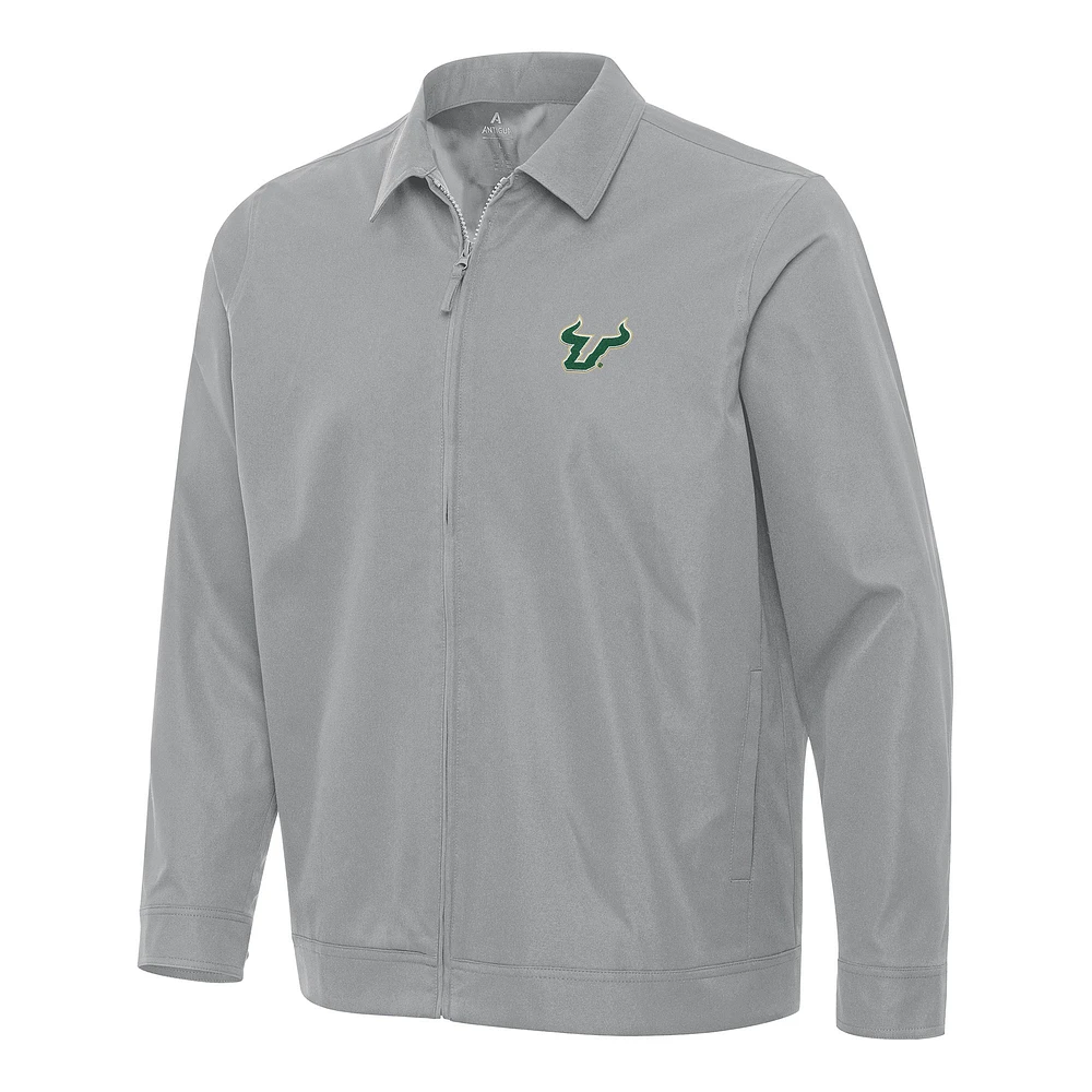 Men's Antigua Gray South Florida Bulls Pivot Full-Zip Jacket
