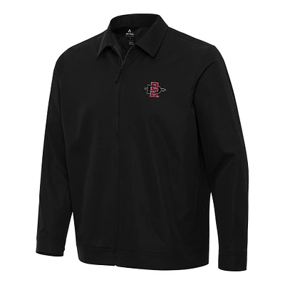 Men's Antigua  Black San Diego State Aztecs Pivot Full-Zip Jacket