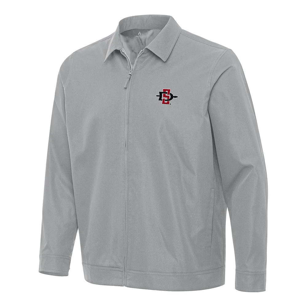 Men's Antigua  Gray San Diego State Aztecs Pivot Full-Zip Jacket