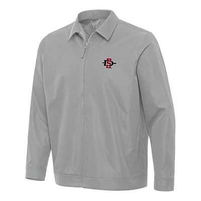 Men's Antigua  Gray San Diego State Aztecs Pivot Full-Zip Jacket