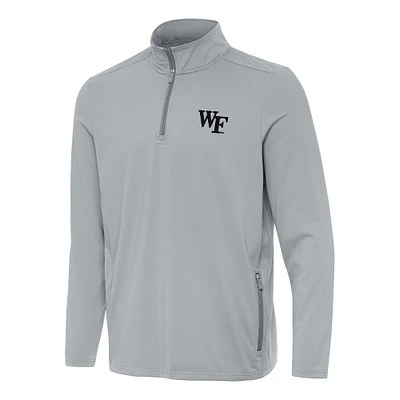 Men's Antigua  Gray Wake Forest Demon Deacons Perilous Quarter-Zip Sweatshirt
