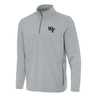 Men's Antigua  Gray Wake Forest Demon Deacons Perilous Quarter-Zip Sweatshirt