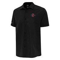 Men's Antigua  Black San Diego State Aztecs Activate Woven Short Sleeve Button-Up Shirt