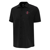 Men's Antigua  Black San Diego State Aztecs Activate Woven Short Sleeve Button-Up Shirt