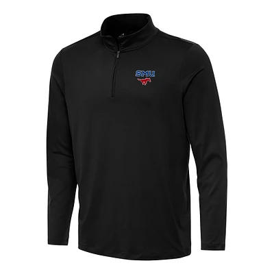 Men's Antigua Black SMU Mustangs Reprocess Quarter-Zip Top