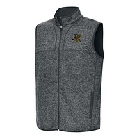 Men's Antigua Heather Charcoal Vermont Catamounts Fortune Full-Zip Vest