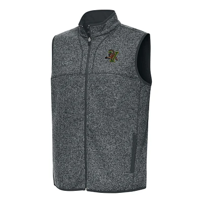 Men's Antigua Heather Charcoal Vermont Catamounts Fortune Full-Zip Vest