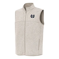 Men's Antigua Heather Oatmeal Utah State Aggies Fortune Full-Zip Vest