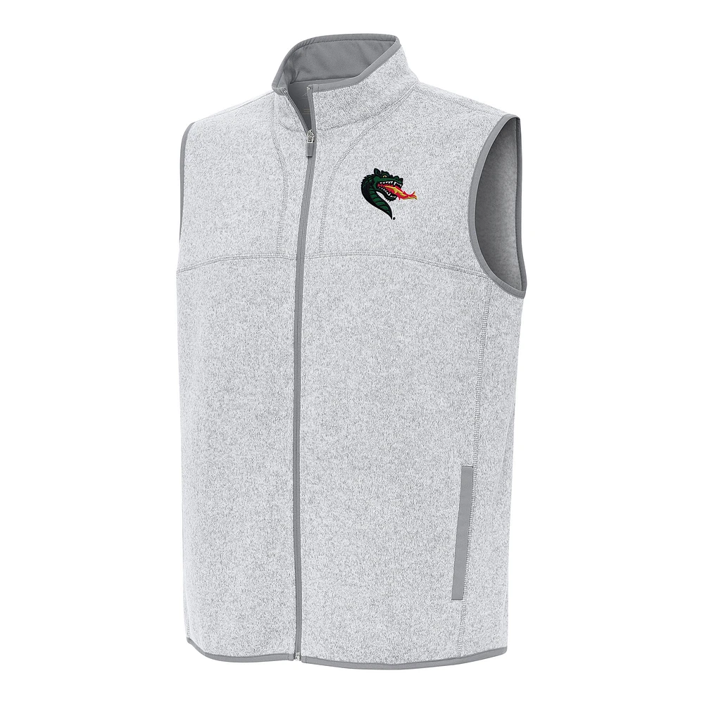 Men's Antigua Heather Gray UAB Blazers Fortune Full-Zip Vest