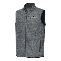 Men's Antigua Heather Charcoal Southern Miss Golden Eagles Fortune Full-Zip Vest