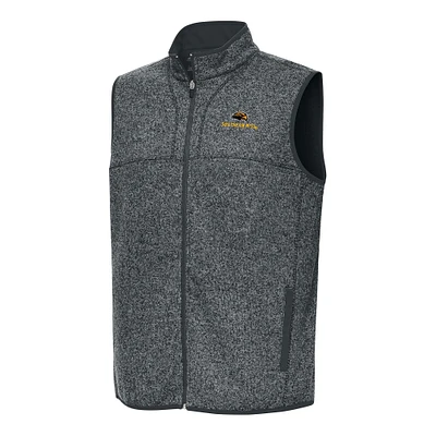 Men's Antigua Heather Charcoal Southern Miss Golden Eagles Fortune Full-Zip Vest