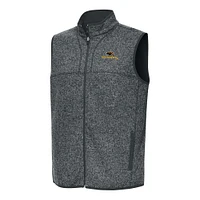 Men's Antigua Heather Charcoal Southern Miss Golden Eagles Fortune Full-Zip Vest